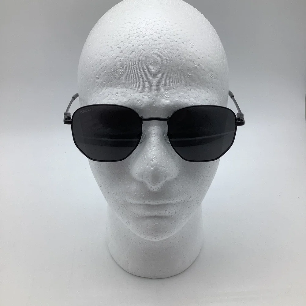 CIRCULR Hexagonal Matte Black‎ Metal Sunglasses Cat 3 Lenses New
